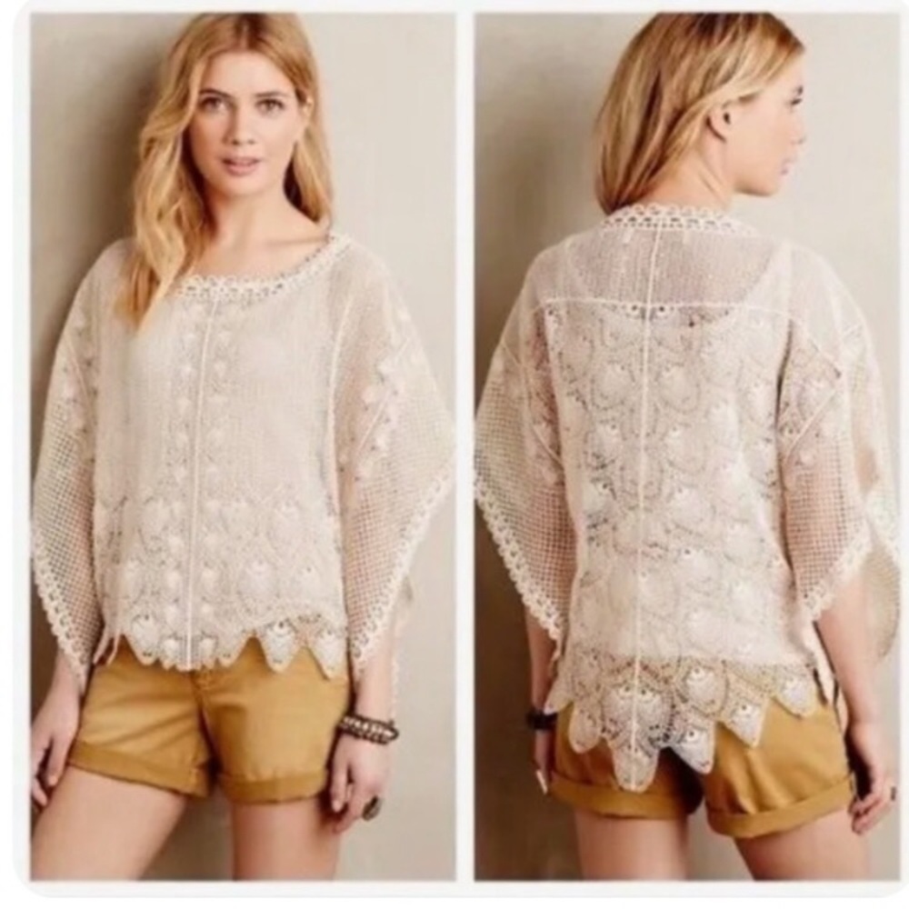 ANTHROPOLOGIE Sparrow Cotton Lace Poncho NWOT - Picture 3 of 10